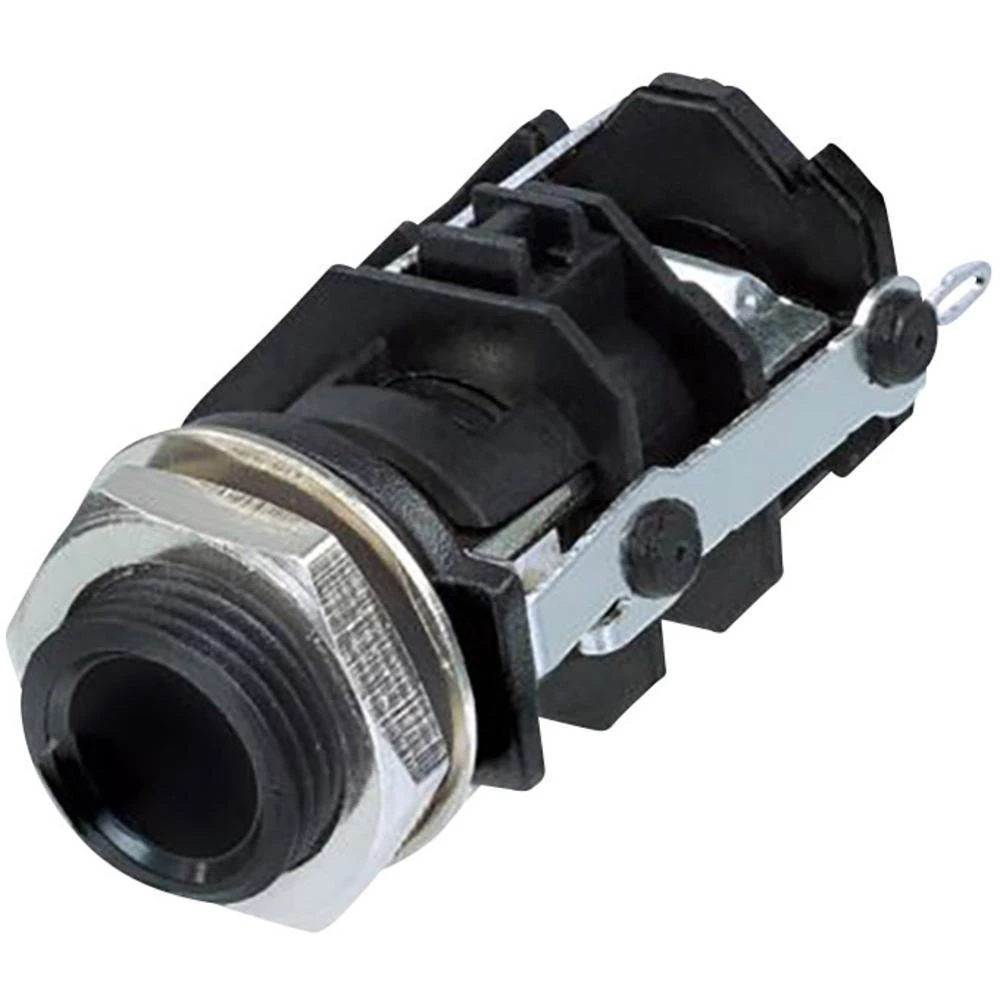 Klinken utični konektor, 6.35 mm utičnica, ugradbena, vertikalna, broj polova: 3 stereo, crne boje Rean AV RJ3VI-CON 1 kom. slika