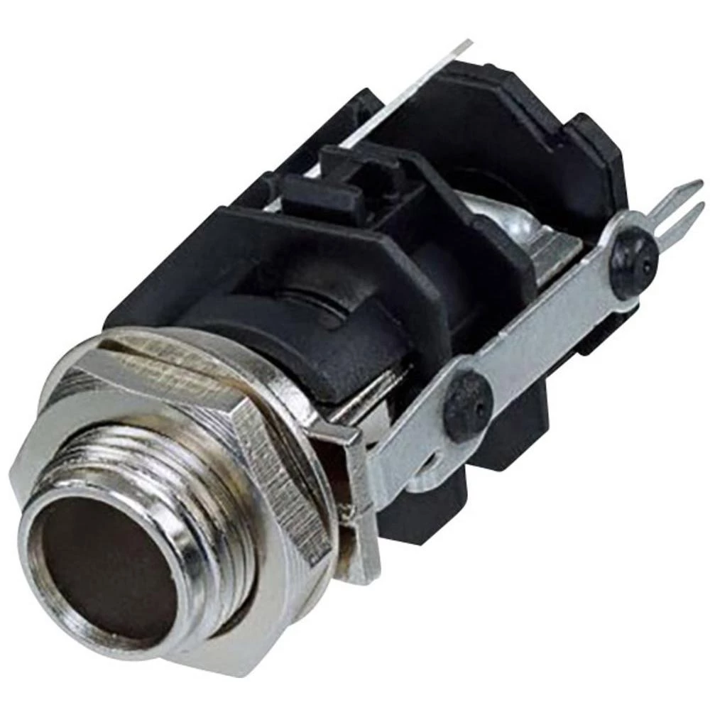 Klinken utični konektor, 6.35 mm utičnica, ugradbena, vertikalna, broj polova: 3 stereo, crne boje Rean AV RJ3VM-D1-CON 1 kom. slika