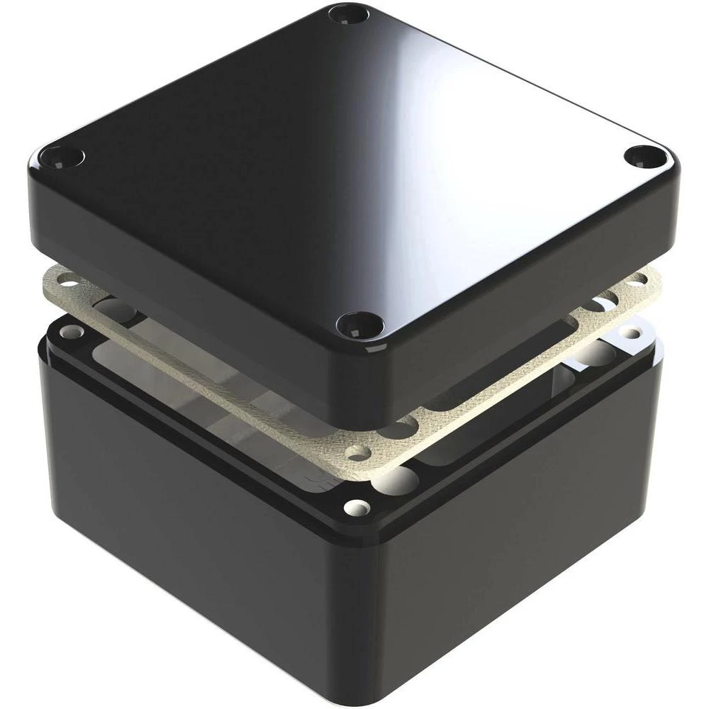 Univerzalno kućište 125 x 125 x 80 aluminij, crna boja Deltron Enclosures 487-121208B 1 kom. slika