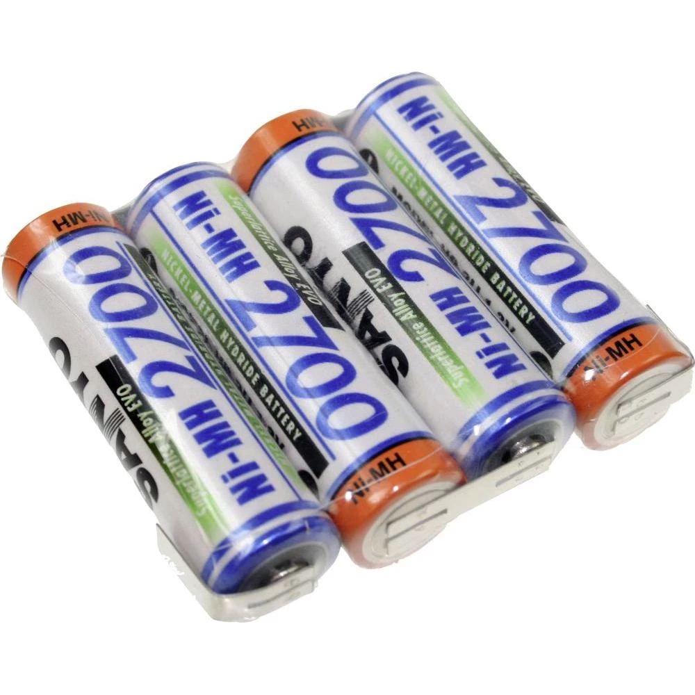 Paket baterija na punjenje 4 Mignon (AA) U-lemna zastavica NiMH Panasonic red F1x4 4.8 V slika