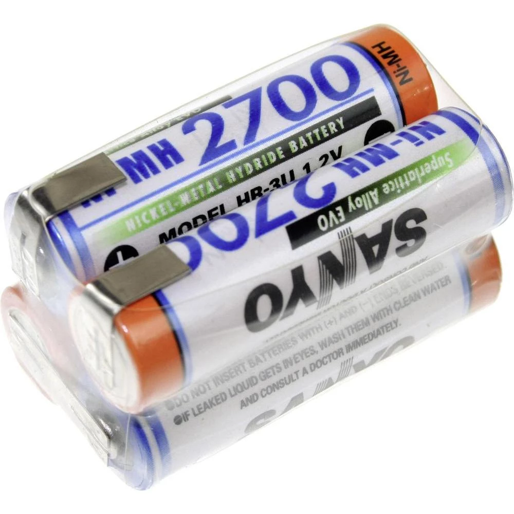 Paket baterija na punjenje 4 Mignon (AA) U-lemna zastavica NiMH Panasonic kocka F2x2 4.8 V slika