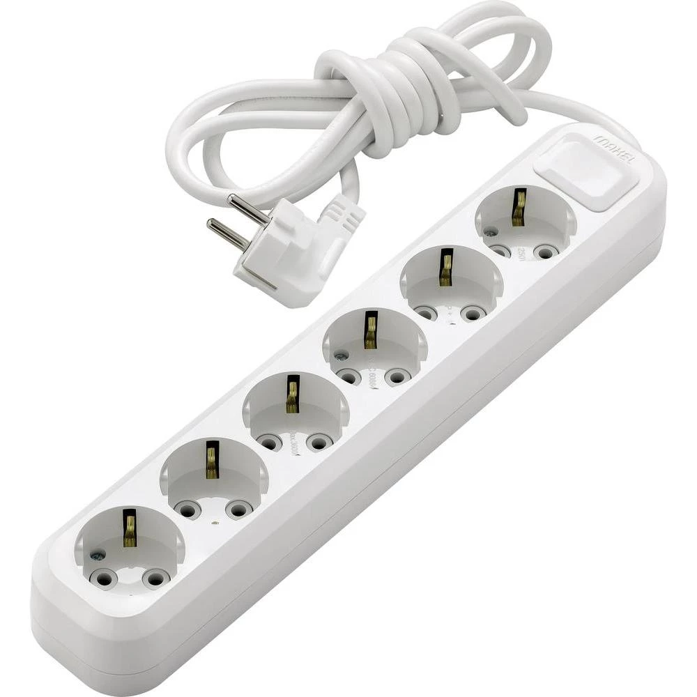 Višestruka utičnica bez prekidača MGP583 Makel 6-struka bijela zaštitni kontakt slika