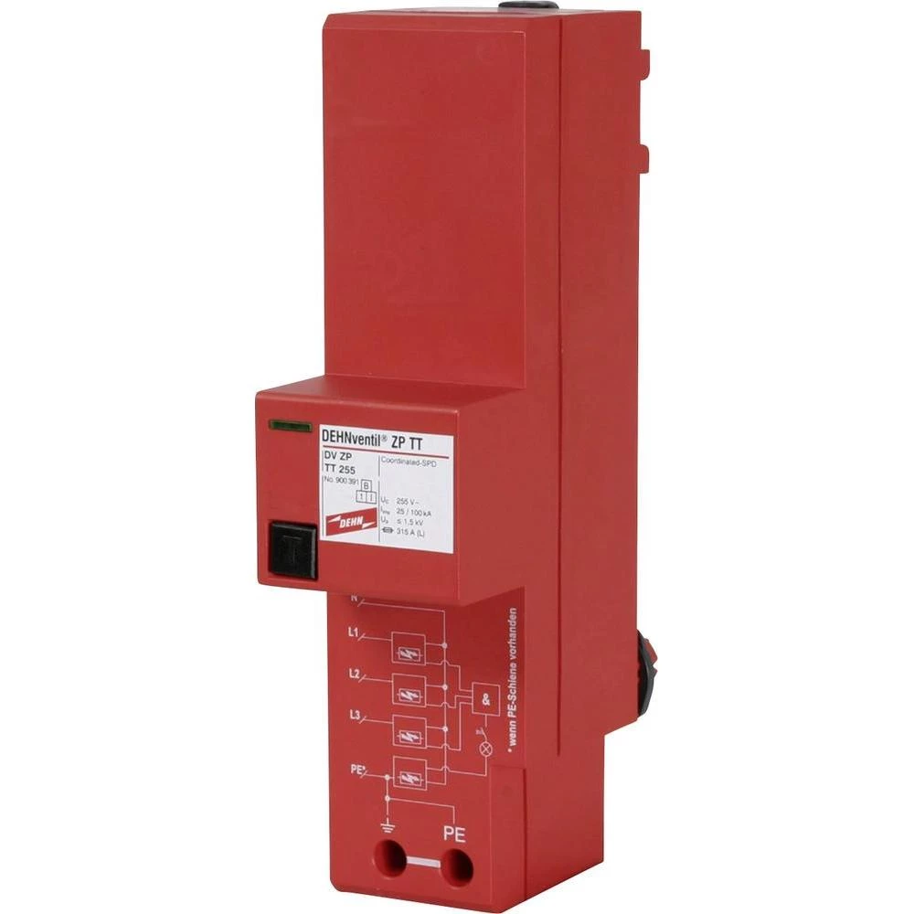 Četvoeropolni kombinirani odvodnik 900391 DEHN za TT und TN-S-sustave za korištenje u glavnom sustavu napajanja IP30 slika