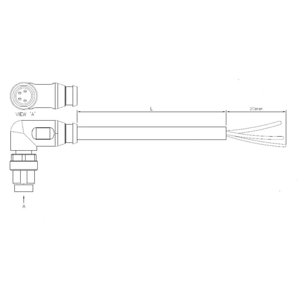 Aktuatorsko-senzorski konektor, kutni utikač M12 s slobodnim krajem, broj polova: 3 1-2273076-3 TE Connectivity sadržaj: 1 kom. slika