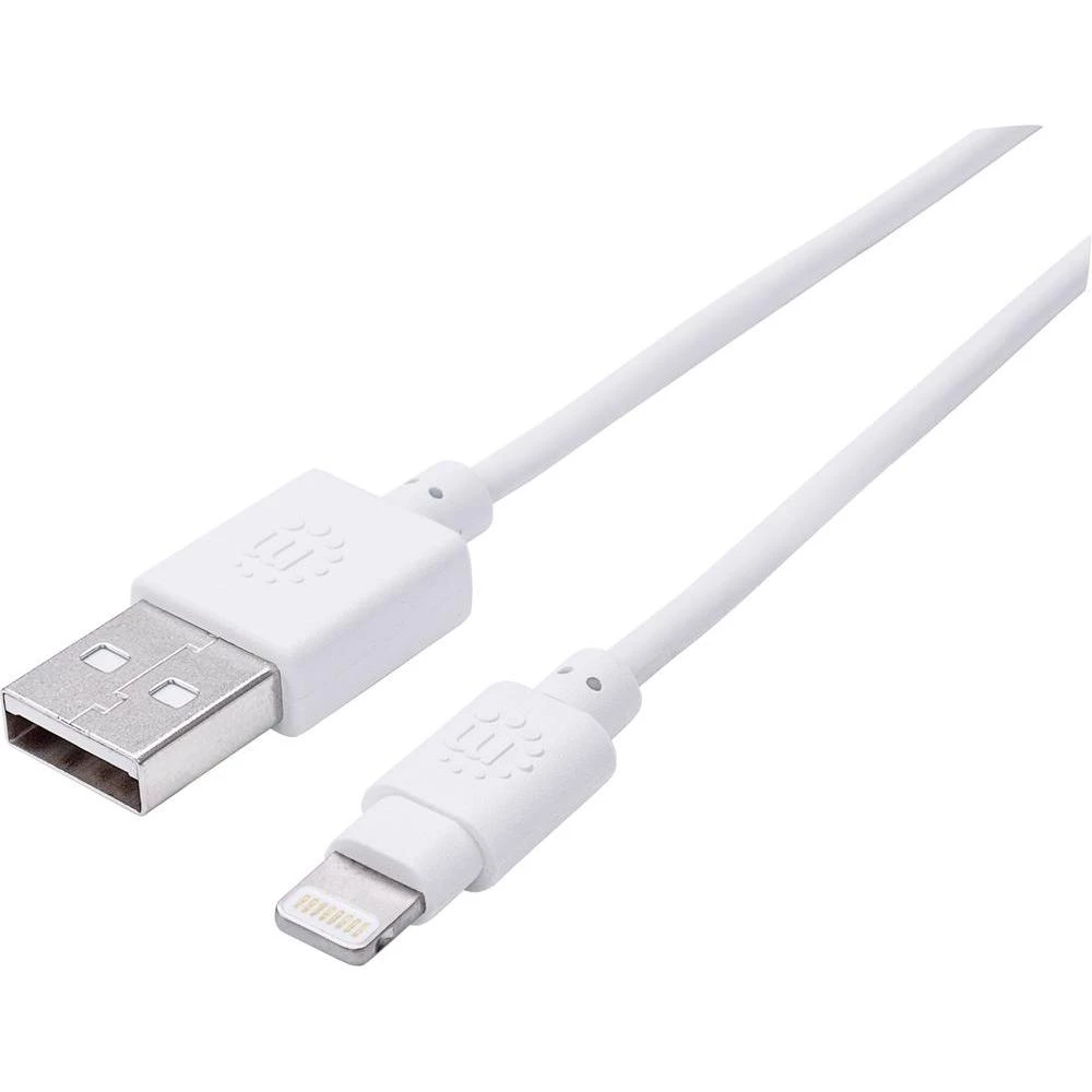 iPad/iPhone/iPod podatkovni/punjački kabel [1x USB 2.0 utikač A - 1x Apple Dock-utikač Lightning] 3 m bijele boje Manhattan slika