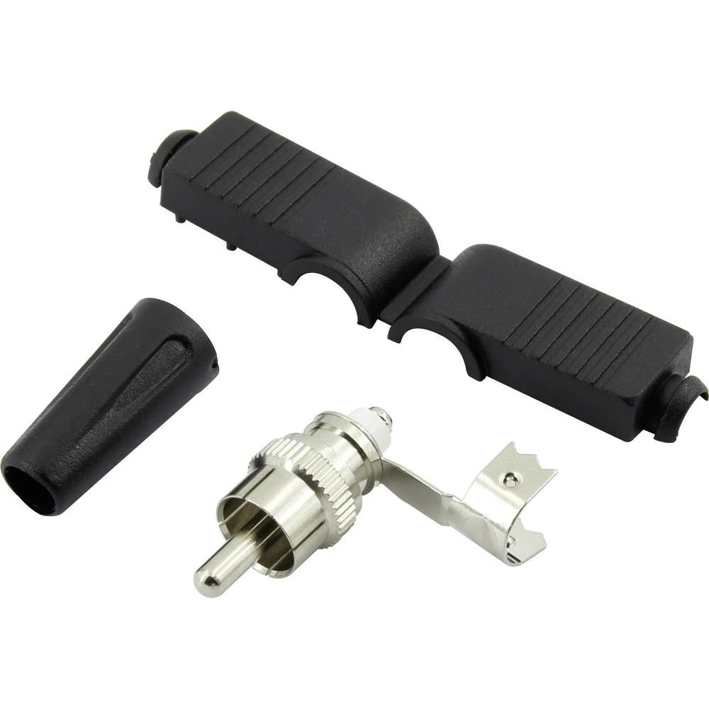 Cinch utični konektor, utikač, kutni, broj polova: 2 crne boje 1 kom. slika