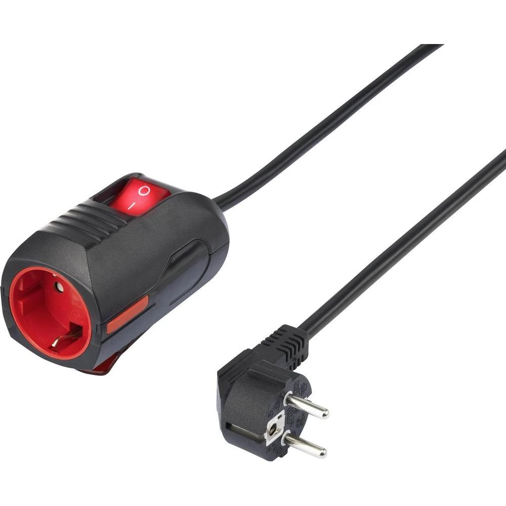 Strujni produžni kabel [šuko utikač -šuko spojnik] 1342231 renkforce crna 2.80 m s međuutikačem slika