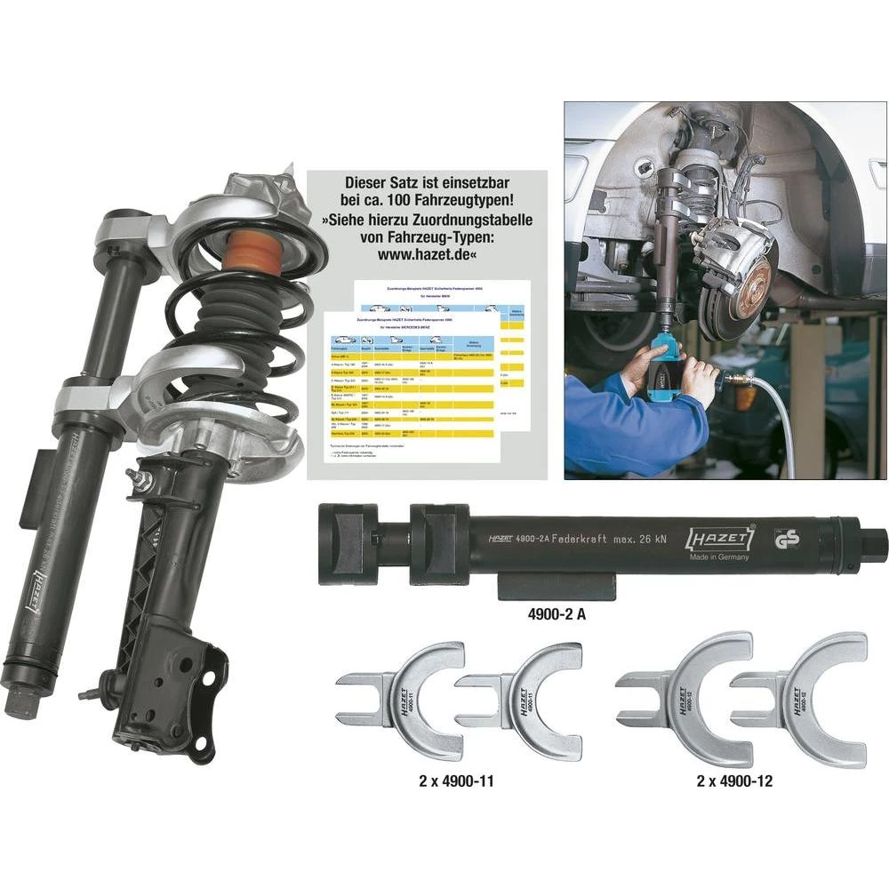 Komplet sigurnosnog alata za zatezanje opruga 4900-2A/3 Hazet slika