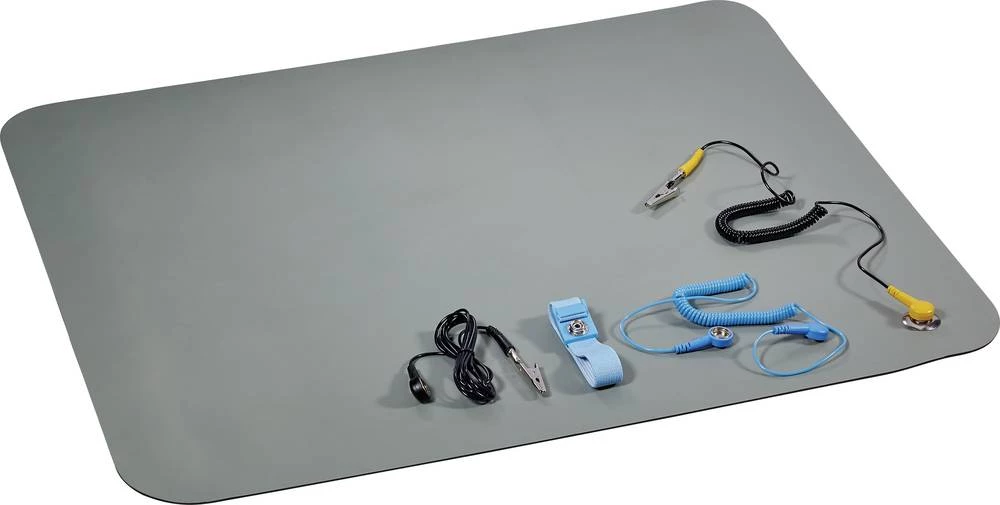 ESD stolna prostirka u setu, sivo-zelene, crne boje (D x Š) 59 cm x 50 cm Conrad Components ESDM-500BG uklj. kabel za za uzemlje slika