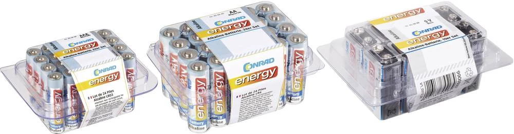 Conrad energy povoljan set alkalnih baterija: 24x Micro, 24x Mignon, 10x 9 V-Block baterija slika