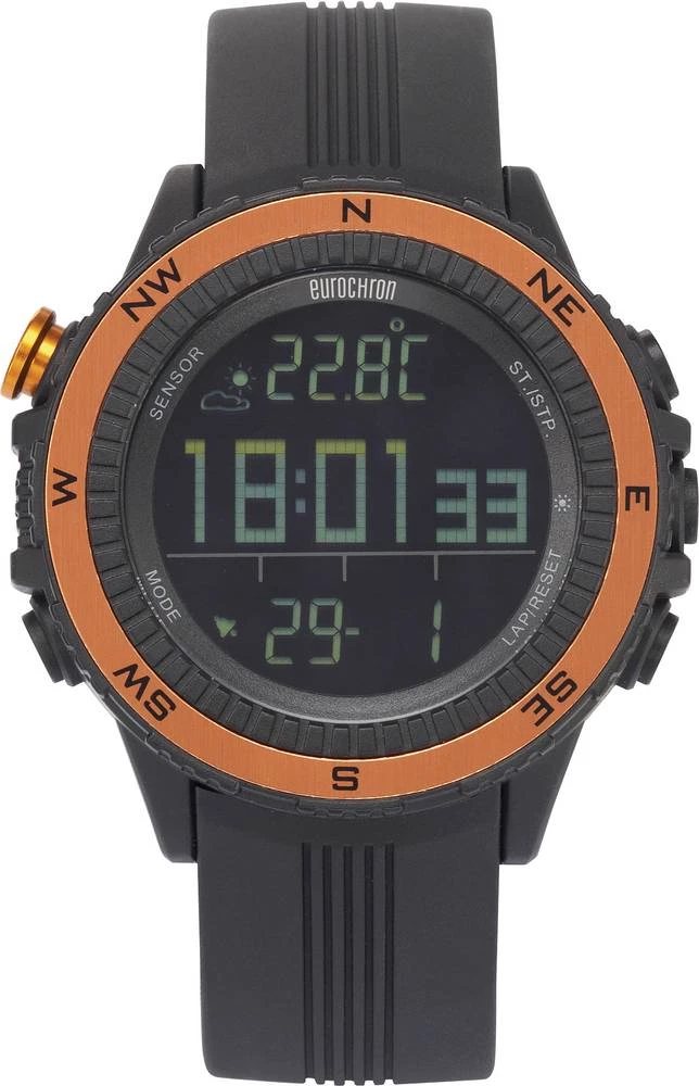 Ručni sat Eurochron EQAS 400, dimenzije (? x H) 51 mm x 14,5 mm, antracit, kućište = plastika slika