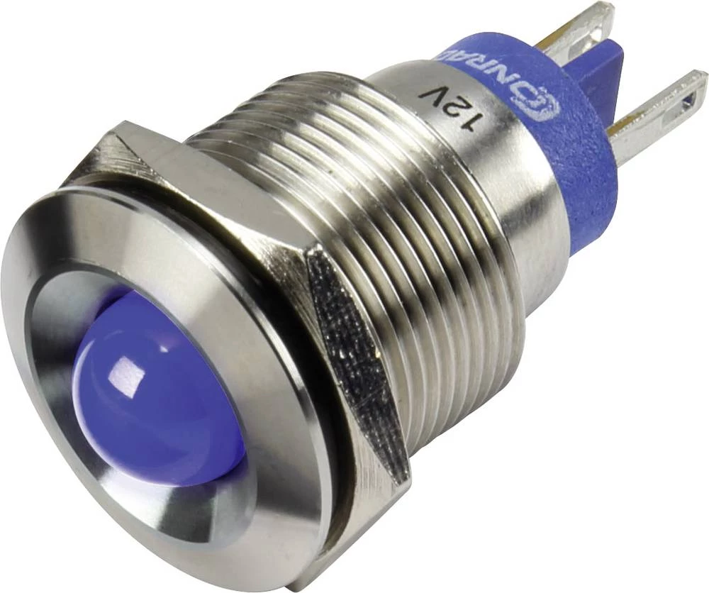 LED signalno svjetlo, plavo 12 V Conrad Components GQ19B-D/J/B/12V/S slika