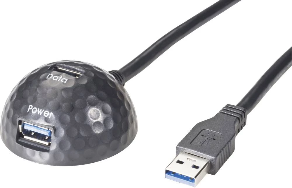 USB 3.0 produžni kabel Golfball [1x USB 3.0 utikač A - 1x USB 3.0 utičnica A] s dodatnim ulazom za punjenje 1.80 m crna slika