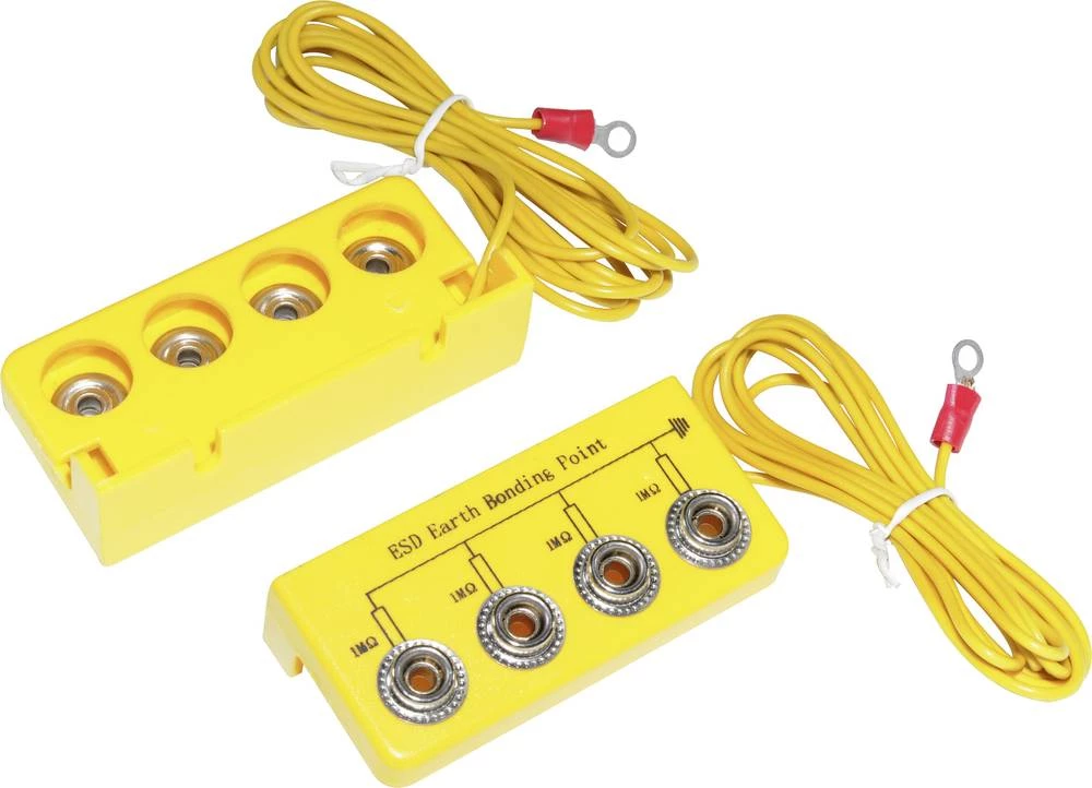 ESD kutija za za uzemljenje L-oblik, uklj. kabel za za uzemljenje 3.05 m Conrad Components EBO-SETL-10-305-R pritisni gumb 10 mm slika