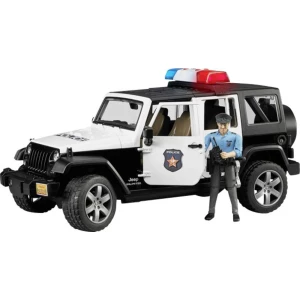 Model automobila Jeep Wrangler Unlimited Rubicon Bruder, policijsko vozilo s policajcem i opremom slika