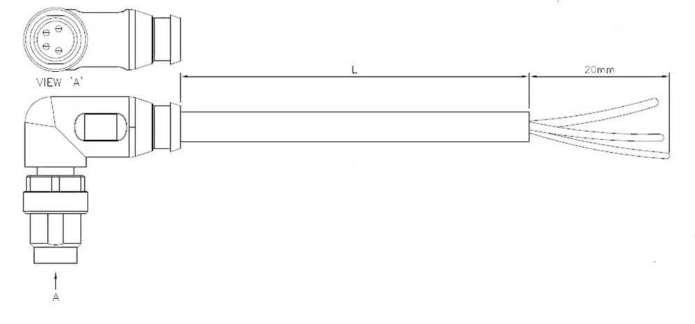 Aktuatorsko-senzorski konektor, kutni utikač M12 s slobodnim krajem, broj polova: 4 1-2273010-1 TE Connectivity sadržaj: 1 kom. slika