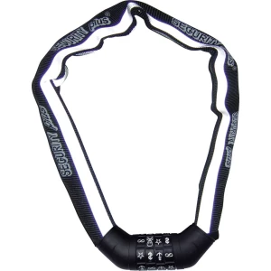 Lanac za bicikl SKS 100 Security Plus crna, bijela (reflektirajuća) reflektirajuće oplaštenje, brojčana brava sa simbolima slika