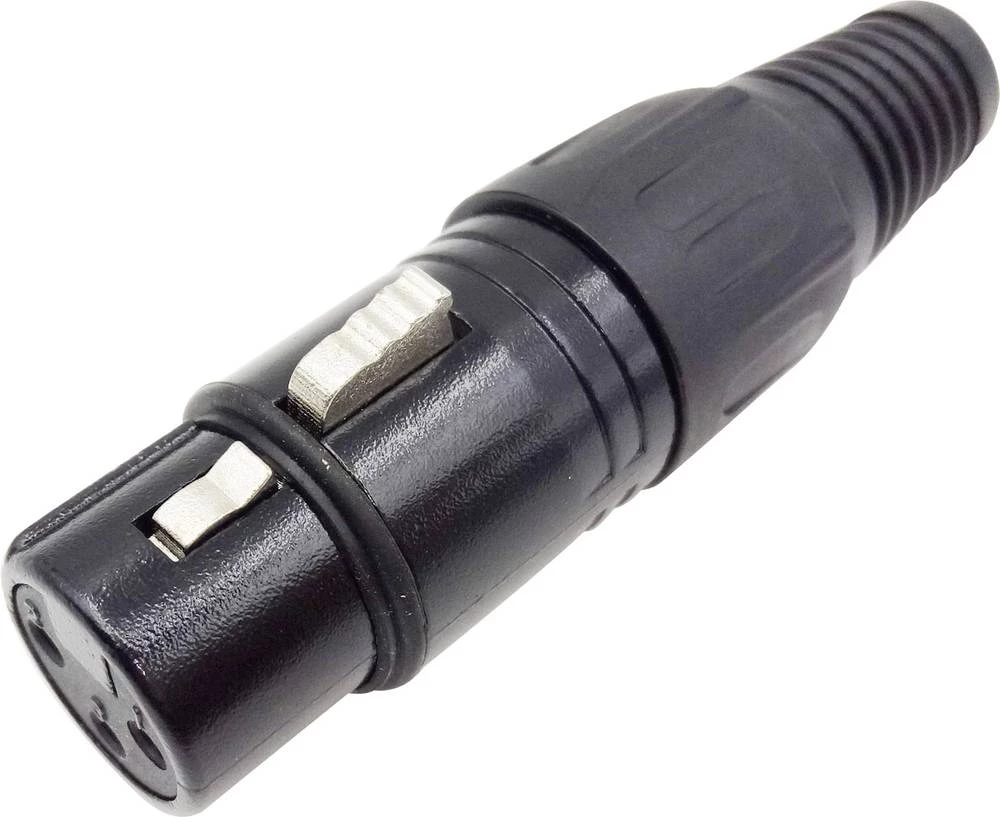 XLR-utični konektor, sklopka, ravan, broj polova: 3 crni, Conrad Components 1 kom. slika