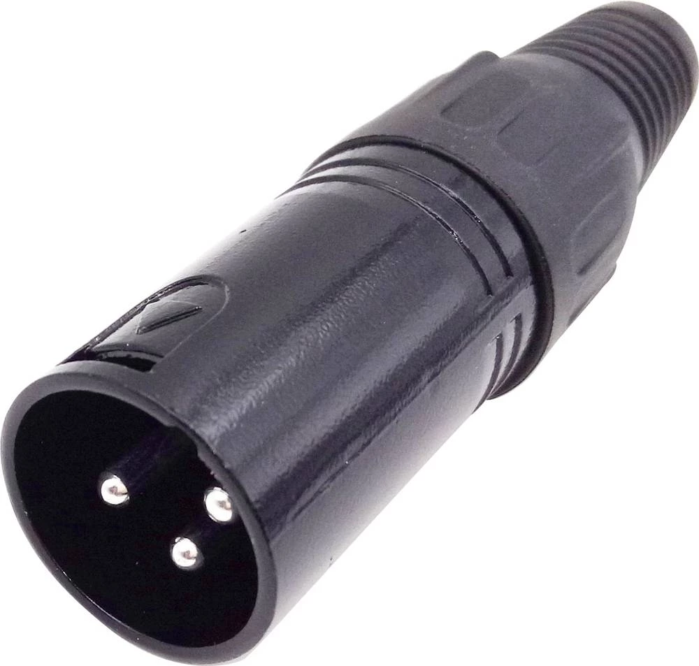 XLR-utični konektor, utikač, ravan, broj polova: 3 crni, Conrad Components 1 kom. slika