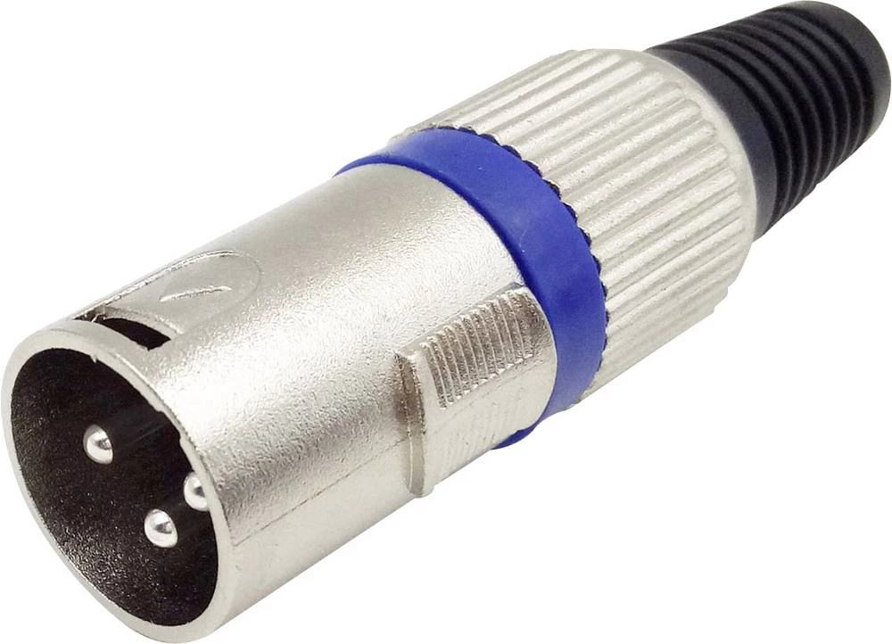 XLR-utični konektor, utikač, ravan, broj polova: 3 plavi, Conrad Components 1 kom. slika