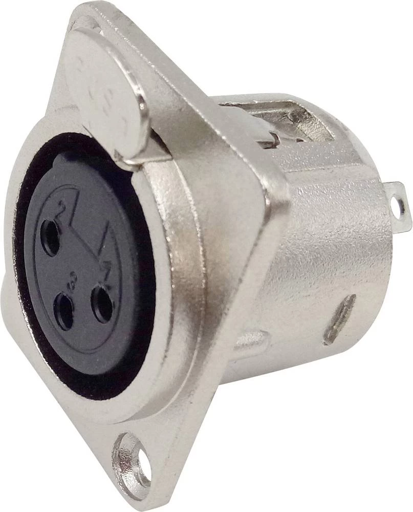 XLR-utični konektor, utičnica s prirubnicom, ravni kontakti, broj polova: 3 srebrni Conrad Components 1 kom. slika