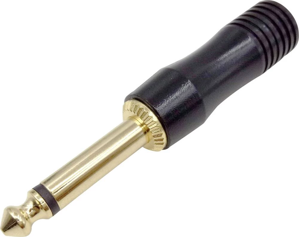 Klinken utični konektor 6.35 mm utikač, ravan, broj polova: 2 mono, crni, Conrad Components 1 kom. slika