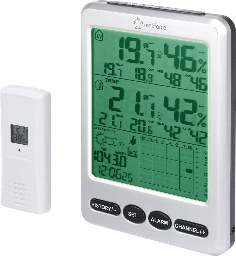 Bežična vremenska stanica FT0100 renkforce prognoza za 12 do 24 sati slika