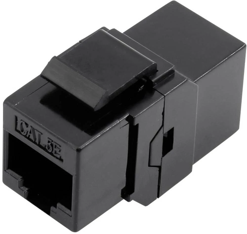 RJ45 adapter dvostruke sklopke, ravan, broj polova: 8P8C 93013c1176 crne boje Conrad 93013c1176 1 kom. slika