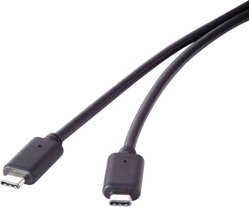 USB 3.1 priključni kabel [1x USB-C™ utikač - 1x USB-C™ utikač] 0.15 m crne boje, pozlaćeni utični kontakti renkforce slika