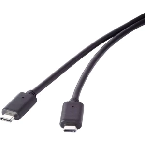 USB 3.1 priključni kabel [1x USB-C™ utikač - 1x USB-C™ utikač] 1.50 m crne boje, pozlaćeni utični kontakti renkforce slika
