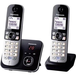 Analogni bežični telefon Panasonic KX-TG6822 Duo automatska sekretarica,telefoniranje slobodnih ruku, crna, srebrna boja slika