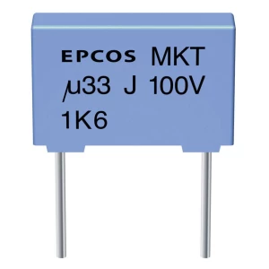 MKT-folijski kondenzator, radijalno ožičen 2.2 µF 63 V/DC 10 % 7.5 mm (D x Š x V) 10 x 6 x 12 mm Epcos B32520-C225-K 1 kos slika