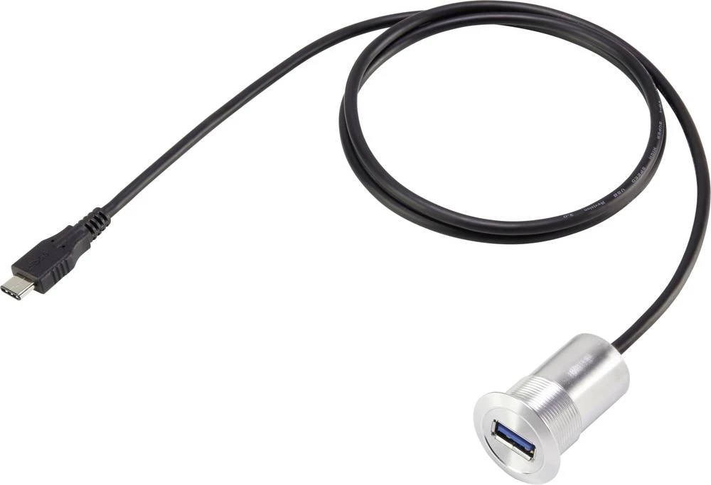 USB A podžbukla 3.0 utičnica, 1 x USB A 3.0 utičnica na USB C utikač 3.1 mit 60 cm Kabel Conrad sadržaj 1 komad slika