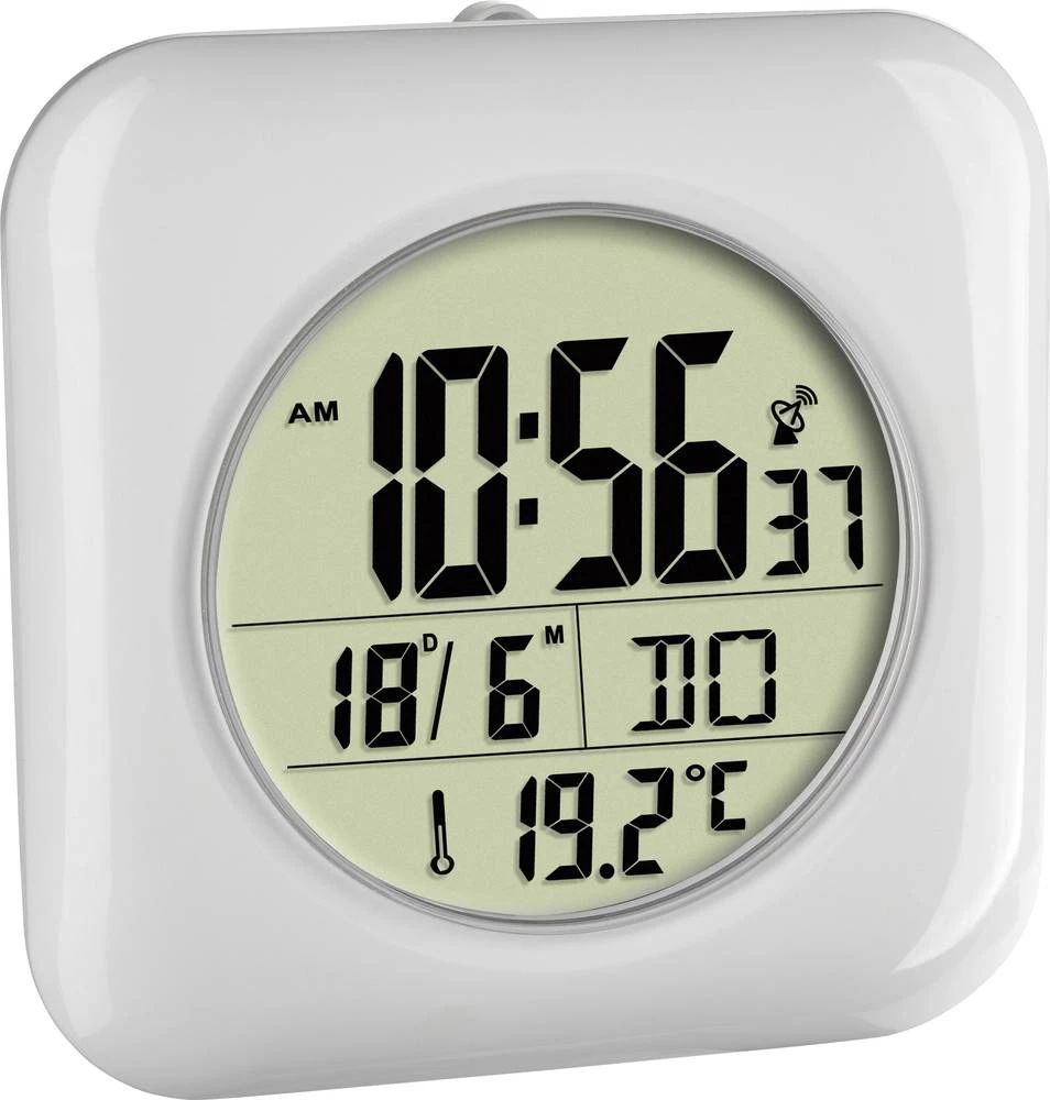 Bežični zidni sat TFA 60.4513.02 170 mm x 170 mm x 60 mm bijela podobno za kupaonice/vlažne prostorije slika