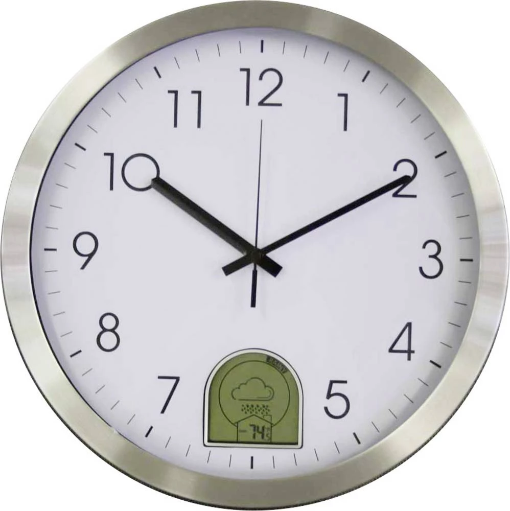 Bežični zidni sat Eurotime 57010 35 cm aluminij vremenska prognoza (12-24 h) slika