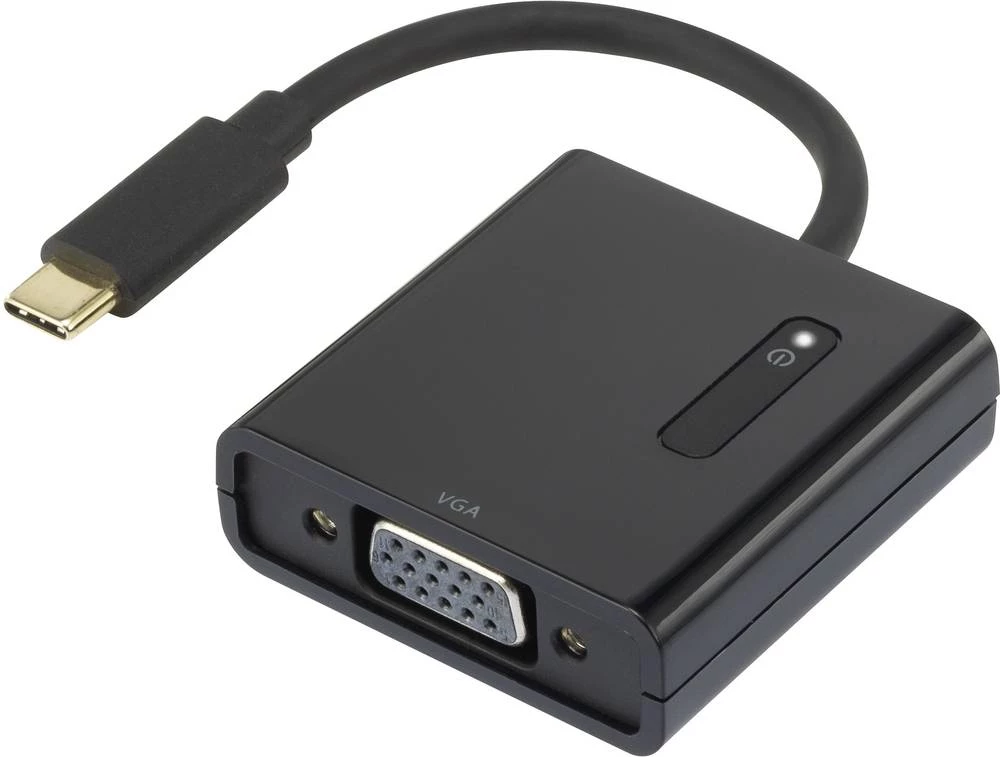USB / VGA adapter [1x USB-C™ utikač - 1x VGA-utičnica] crni, pozlaćeni kontakti renkforce slika