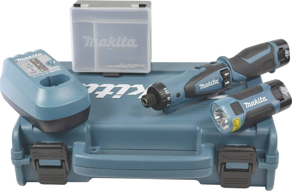 Makita DF010DSLE akum. zglobni odvijač, akumulatorska bušilica-odvijač 7.2 V 1 Ah Li-Ion uklj. 2 akumulatora, kovčeg i akumulato slika