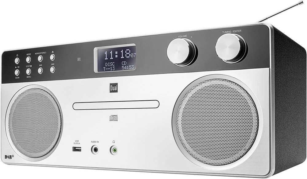 Stereo uređaj Dual DAB 555 AUX, Bluetooth®, CD, DAB+, UKV, USB, 2 x 20 W, srebrne boje slika