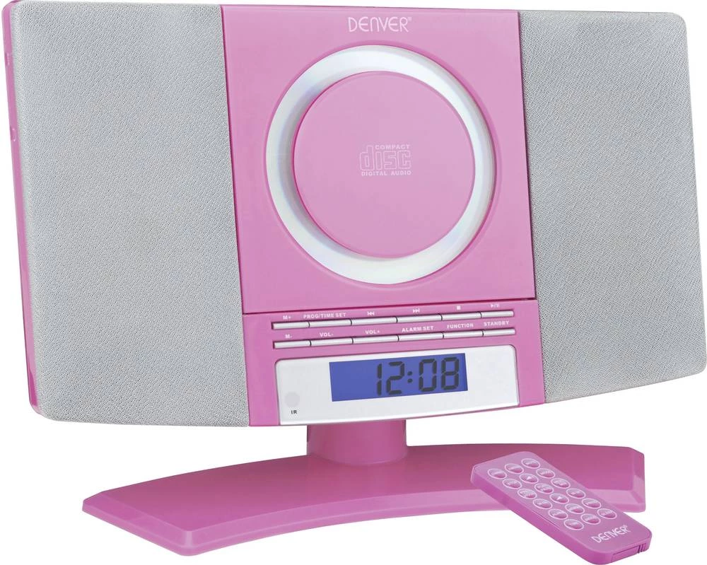 Stereo uređaj Denver MC-5220 AUX, CD, UKV, zidna montaža, ružičaste boje slika