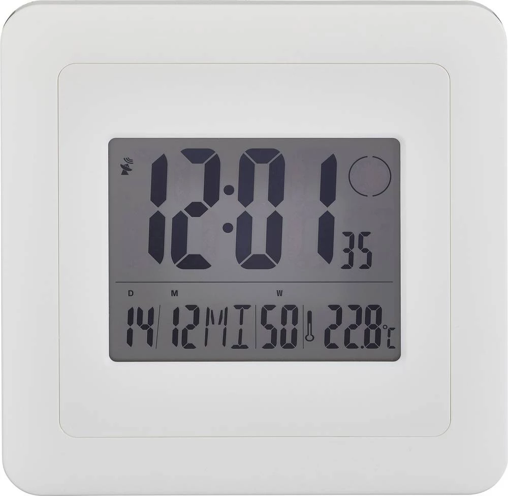 Digitalni radijski zidni sat 93515/03 20 cm x 20 cm x 2 cm bijela slika