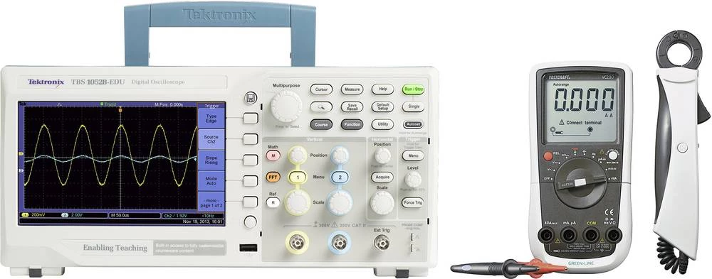 Digitalni osciloskop Tektronix TBS1052B-EDU + multimeter DMM VC280, sada 50 MHz 2-kanalni 1 GSa/s 2.5 kpts 8 bita digitalna memo slika