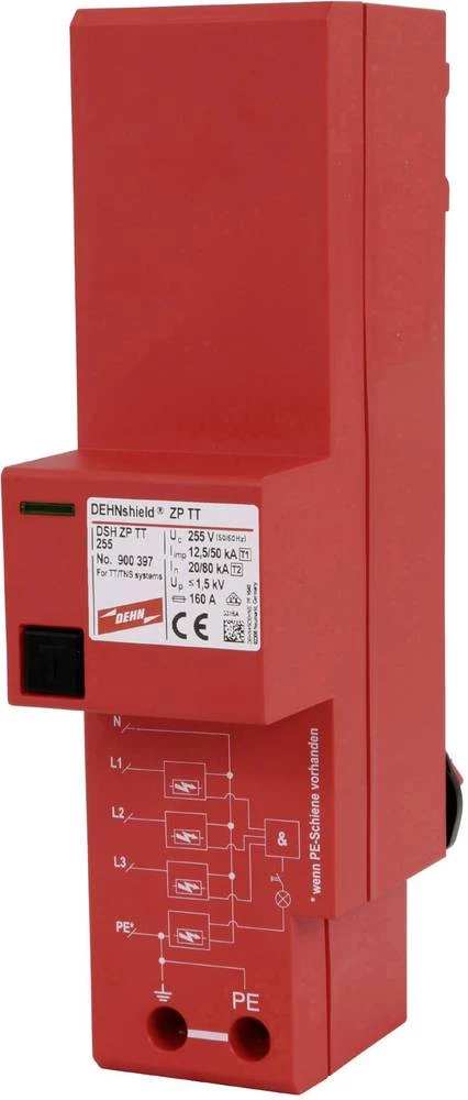 Kombinirani prenaponski odvodnik, prenaponska zaštita za: razdjelni ormarić DEHN ZP TT 900397 20 kA slika