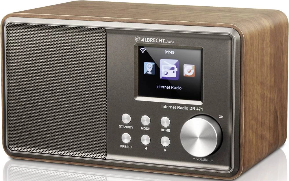 Internetni stolni radio Albrecht DR 471 internetni radio, DAB+, UKV, AUX, WLAN, DLNA DLNA spreman, drvo slika