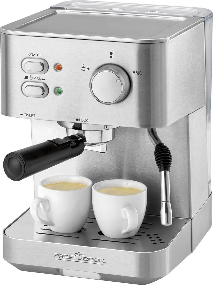 Aparat za espresso PC-ES 1109 Profi Cook plemeniti čelik, crna 1050 W s grijačem šalica slika