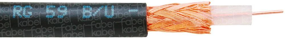 Koaksjialni kabel vanjski promjer: 6.10 mm RG59 B/U 75 crne boje Faber Kabel 100095 metarski slika