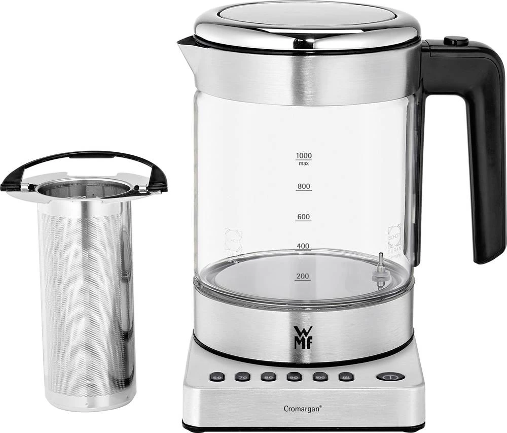 Bežično kuhalo za vodu Vario KÜCHENminis® WMF stakleno kuhalo 1,0 l plemeniti čelik, staklo slika