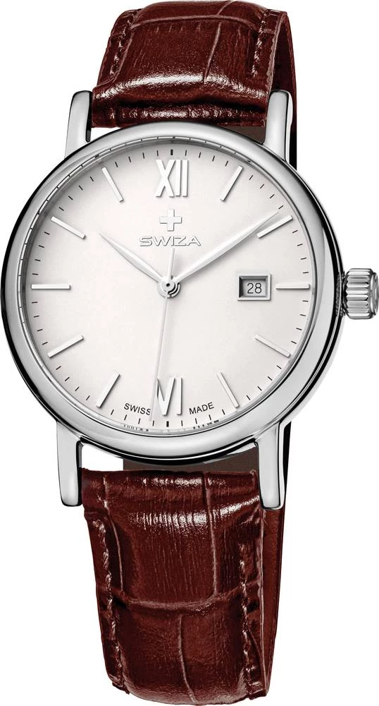 Kvarcni ručni sat WAT.0121.1001 SWIZA promjer 31 mm plemeniti čelik materijal kućišta=plemeniti čelik materijal remena=teleća ko slika