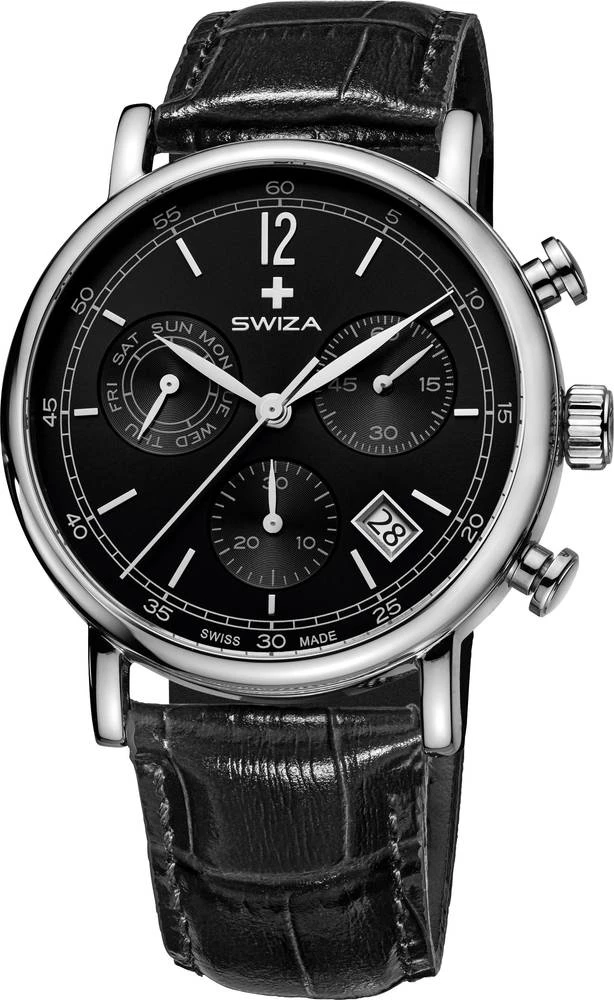 Kvarcni ručni sat WAT.0153.1004 SWIZA promjer 42 mm plemeniti čelik materijal kućišta=plemeniti čelik materijal remena=teleća ko slika