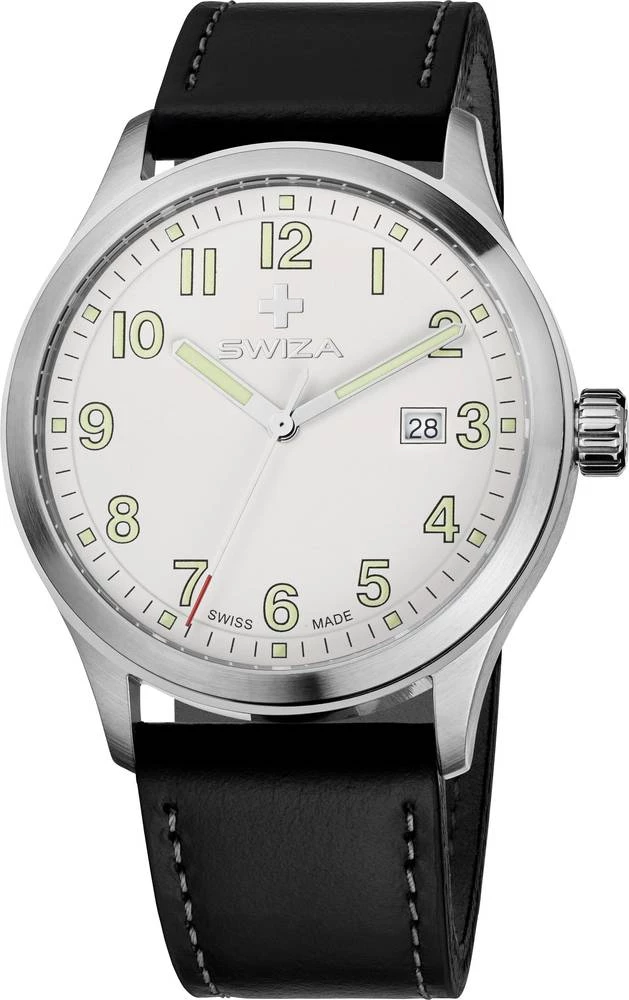 Kvarcni ručni sat WAT.0251.1002 SWIZA promjer 42 mm plemeniti čelik materijal kućišta=plemeniti čelik materijal remena=teleća ko slika