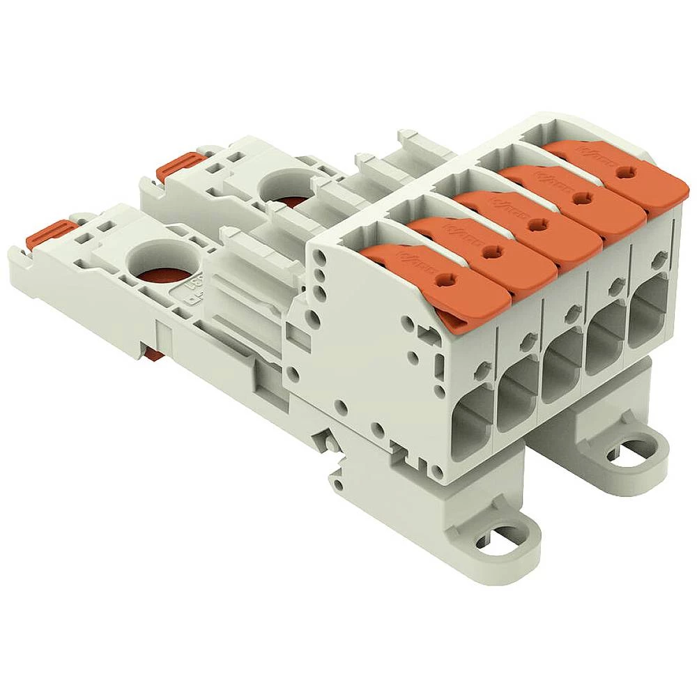 1-žilni ženski konektor, Poluga, ugurati CAGE CLAMP®, 10 mm², Razmak 7,62 mm, 5-pinski, 100% zaštita od pogrešnog parenja, TS 35/površinska montaža, 10,00 mm², Svijetlo siva WAGO kućište kabelske u... slika
